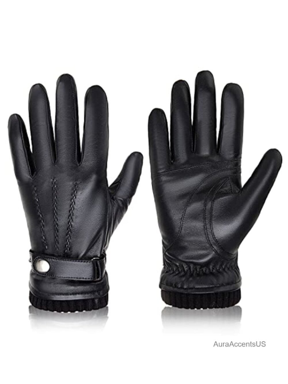 Sheepskin Leather Winter Gloves for Men Cashmere Lined Touchscreen